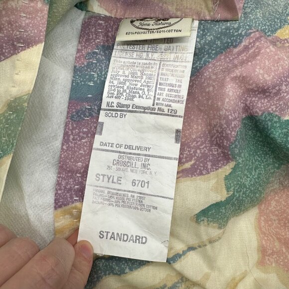 Vintage Croscill Sedona Quilted Pillow Shams 80s Floral Pastels Pillowcases - Picture 6 of 8